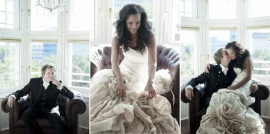 Wedding day photoshoot with a bride and groom