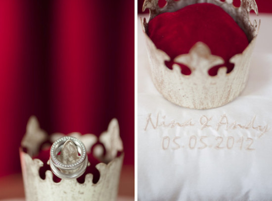 Wedding rings on crown holder Nima and Andy May 5 2012