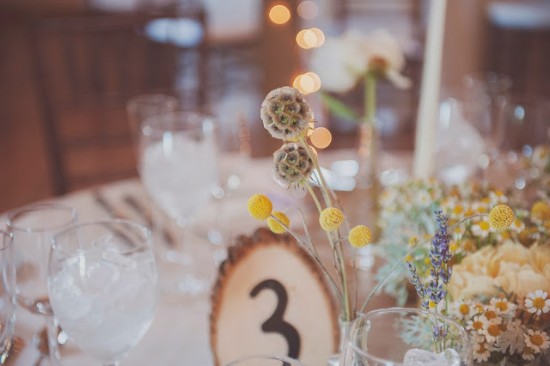 Wedding table with flowers and number three, elegant decor