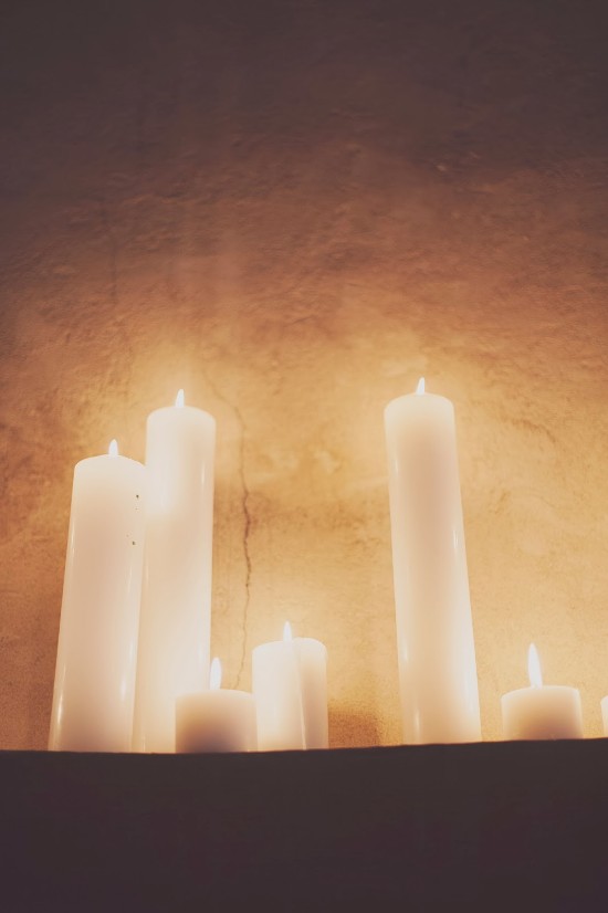 Lit candles creating a warm and cozy ambiance with soft lighting