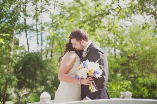 Loving embrace of a bride and groom on their wedding day