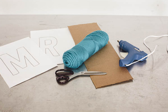 yarn and cardboard sign supplies