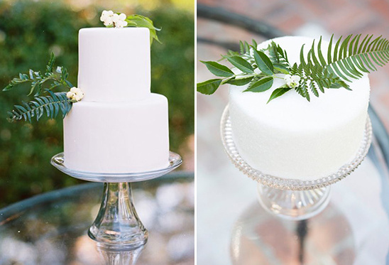 fern embellished wedding cakes