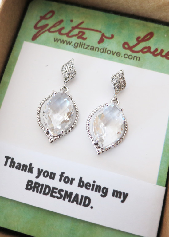 Elegant crystal earrings for a bridesmaid gift