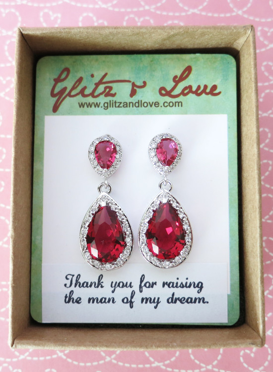 Elegant ruby drop earrings gift, perfect for a wedding or special occasion