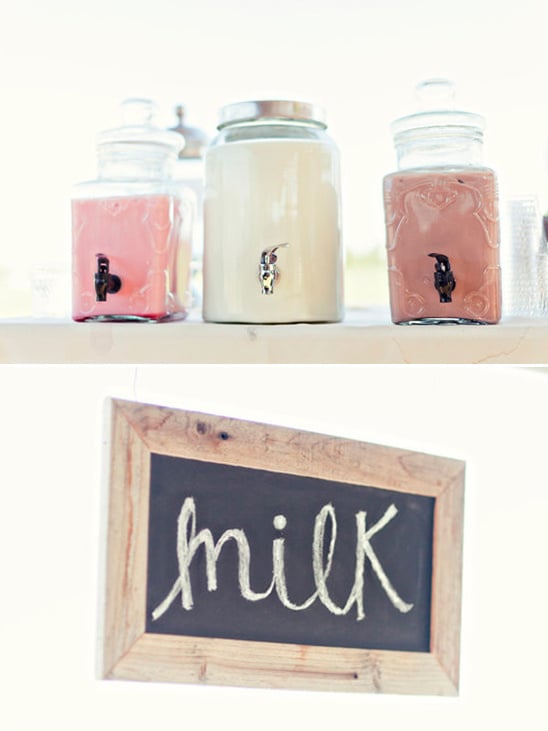 selections of milks at wedding