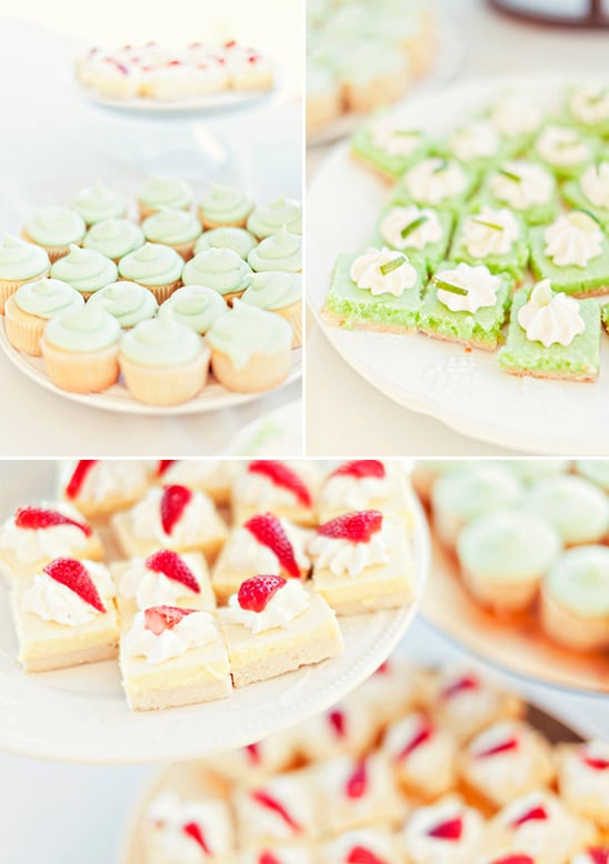 pink and green wedding desserts