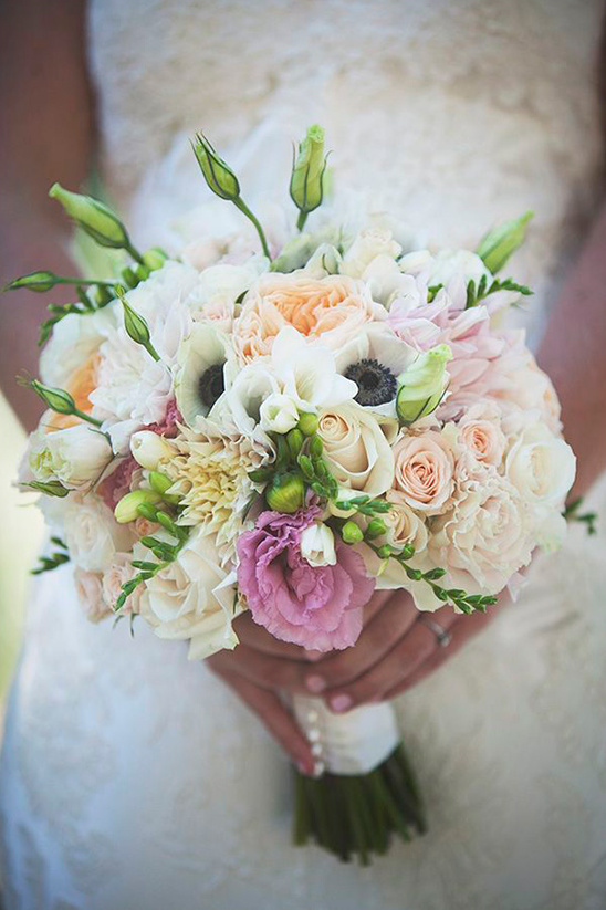 soft cream and pink wedding bouquet