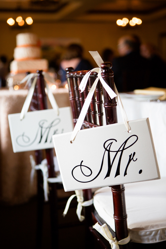 Mr chair sign at elegant wedding reception
