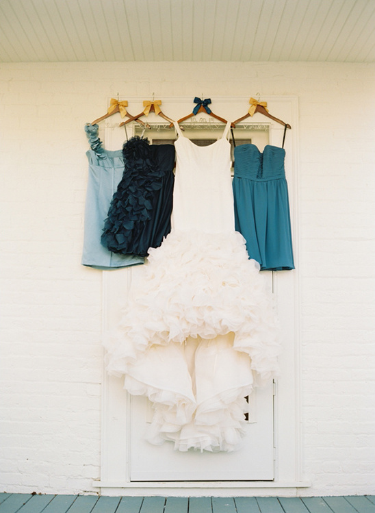 ombre blue bridesmaids dresses