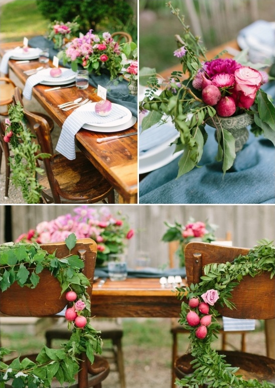 radish accented table decor