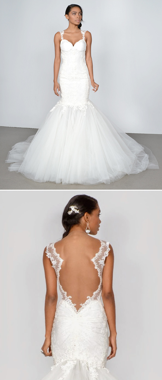 Elegant mermaid wedding dress with open back design