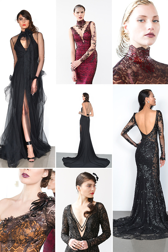 Elegant evening gowns collection with intricate lace details