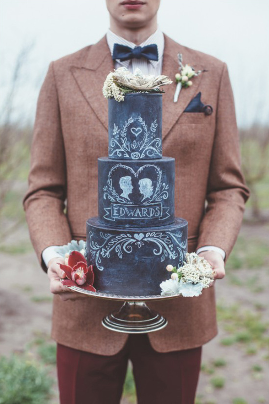 chalkboard grooms wedding cake