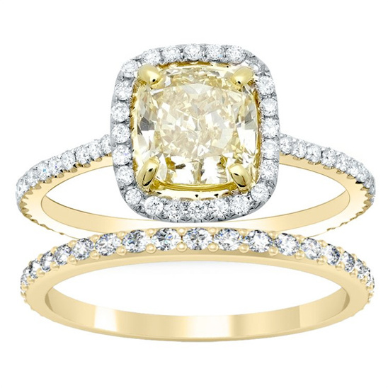 yellow diamond halo engagement ring