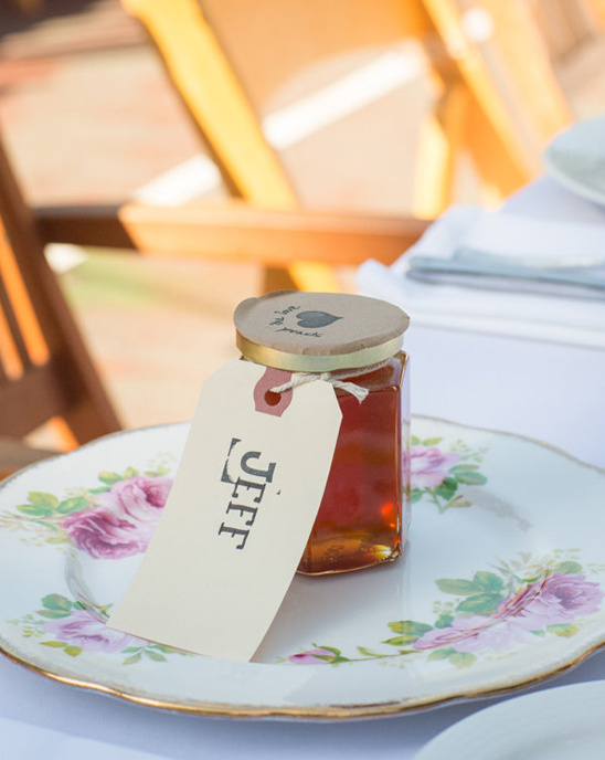 honey wedding favor and place card