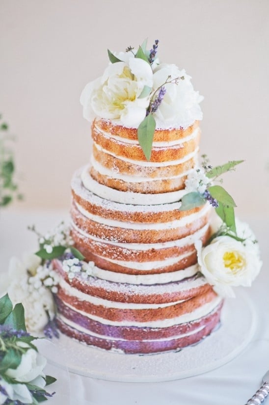 lavender naked wedding cake