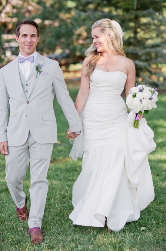 lavender and grey wedding couple