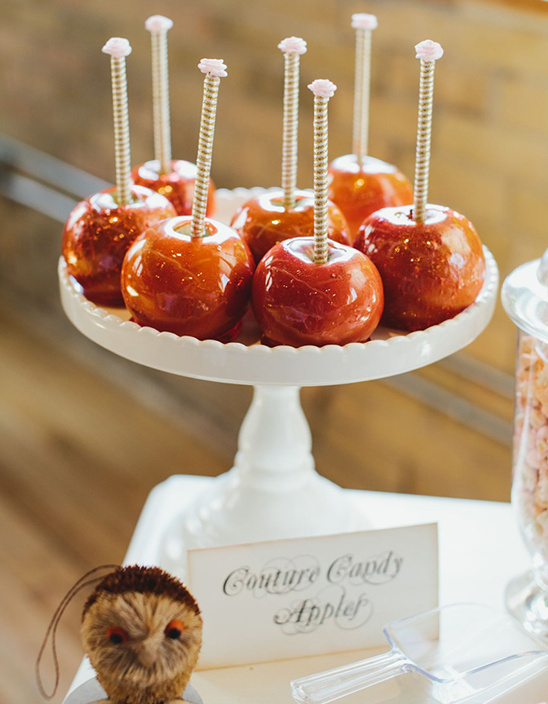 Candied apples on a cake stand party dessert