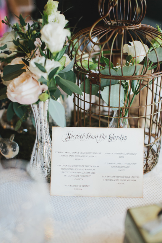 Elegant wedding centerpiece with flowers and birdcage decor