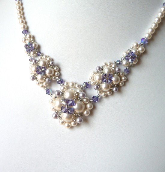 Lavendar & Pearl Bridal Necklace