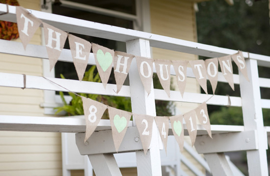 Wedding banner The Houstons with heart and date detail