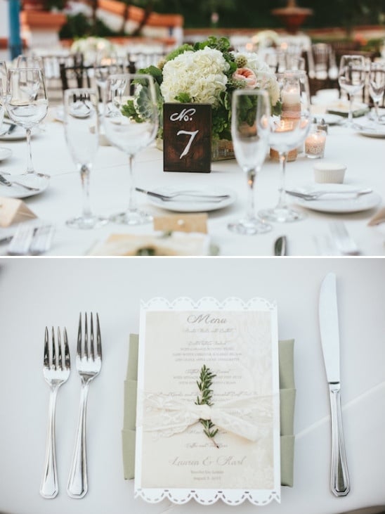 table number and elegant menu