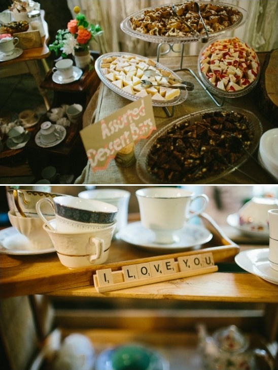 assorted desserts and scrabble I love you sign