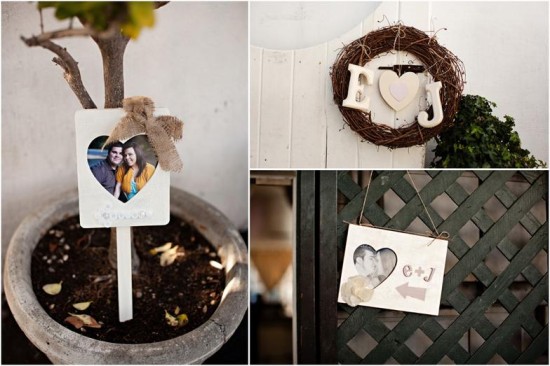 Rustic wedding decor heart themed handmade signs