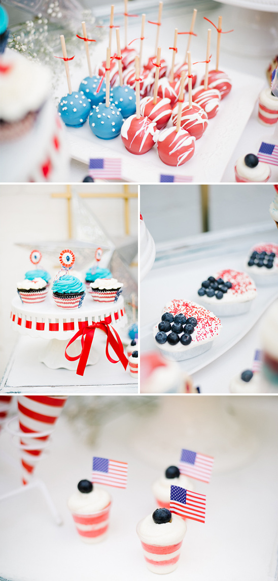 red white and blue wedding desserts