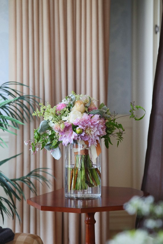 A beautiful bouquet of colorful flowers in a glass vase