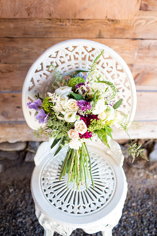white and purple wood land bouquet