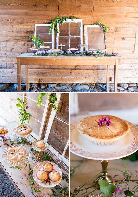woodland wedding pie table