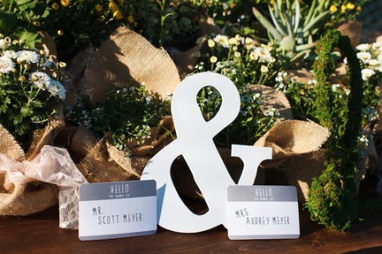 Wedding name cards with Mr Scott Meyer and Mrs Audrey Meyer