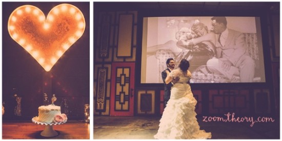 Romantic wedding with heart decor and a dancing couple
