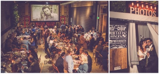 Wedding reception with movie and photo booth