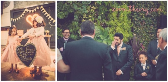 Wedding flower girls groom emotional ceremony moment