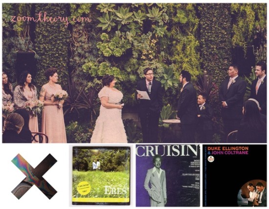 Wedding ceremony and vintage music album covers