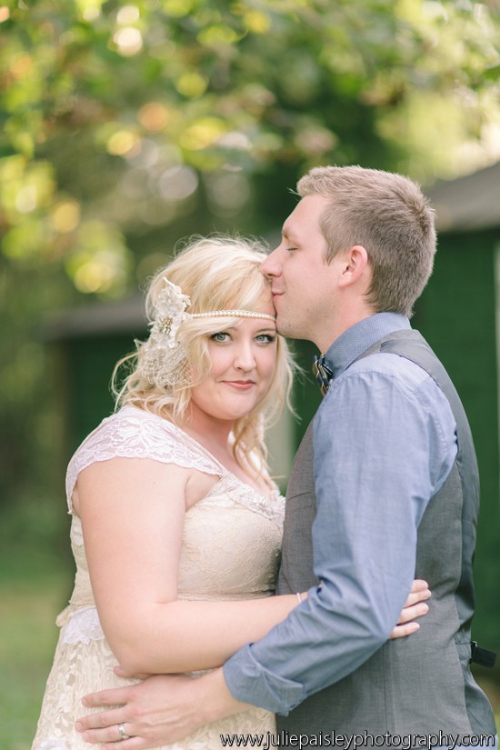 Romantic wedding photo of a bride and groom on their special day