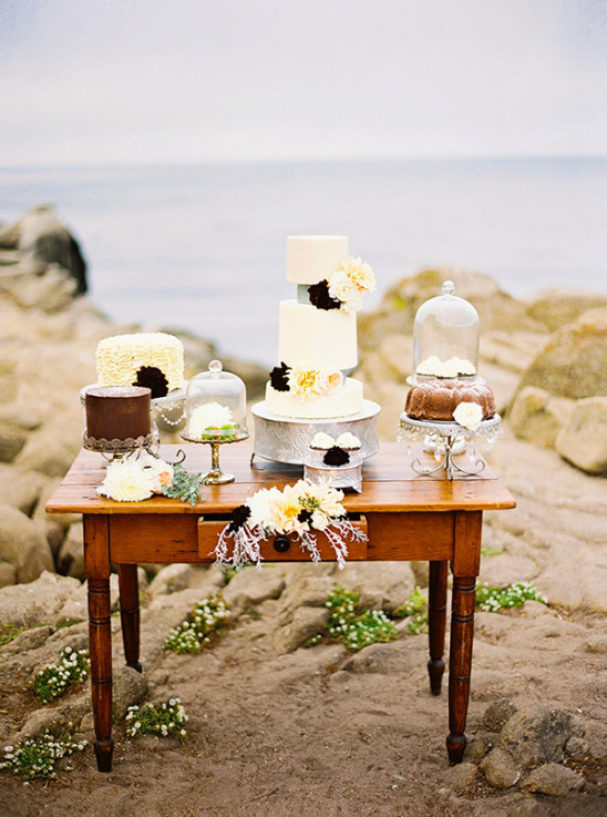 brown and cream cake table display