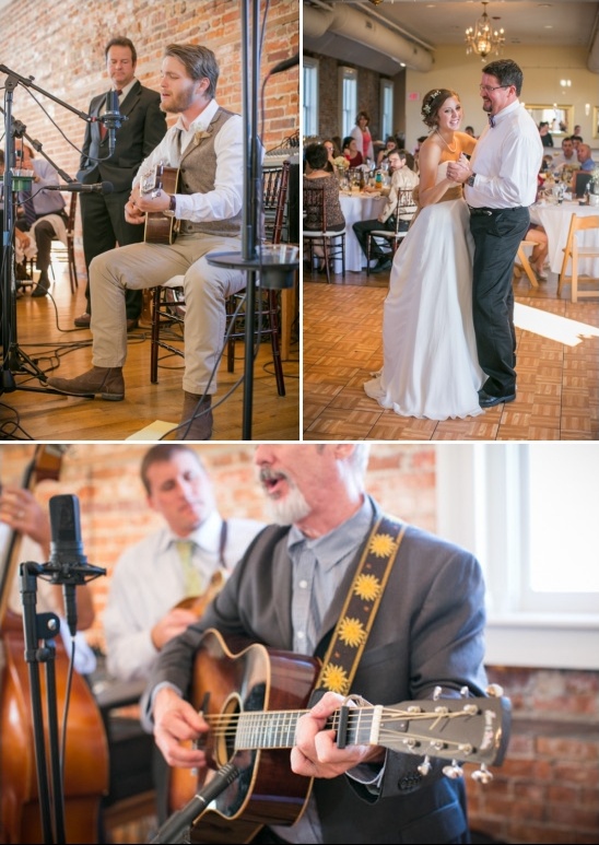 groom serenading bride during the father daughter dance