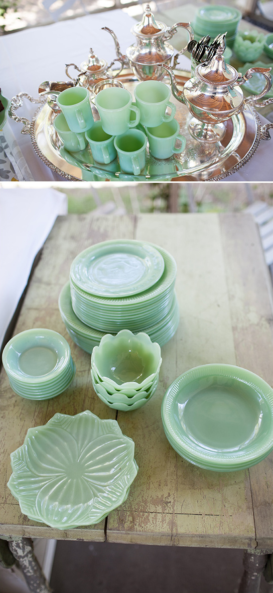 beautiful green vintage glassware