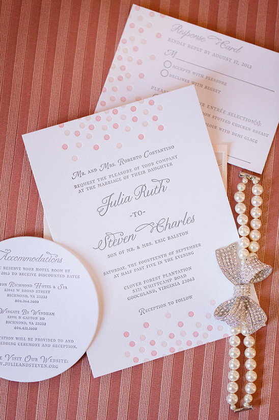 pink dot wedding stationery