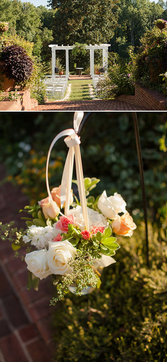outdoor ceremony with hanging florals
