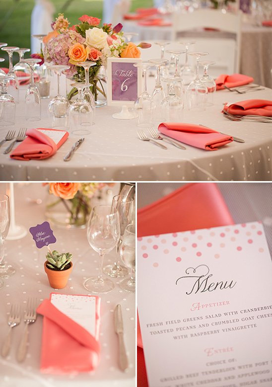 pink and purple table settings