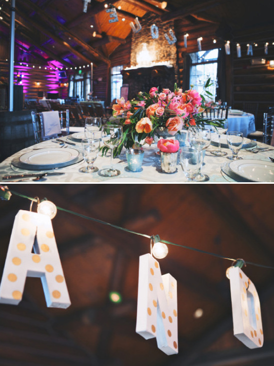 string lights turned into a cute wedding sign