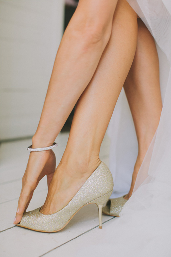 glittery gold wedding shoes