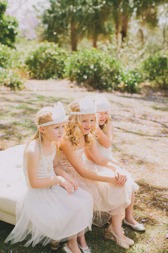 flower girls with feather headbands