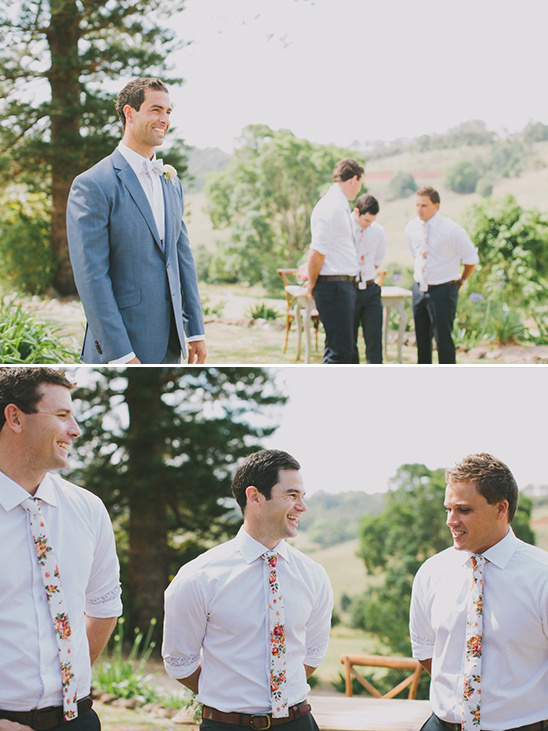 flower ties on the groomsmen