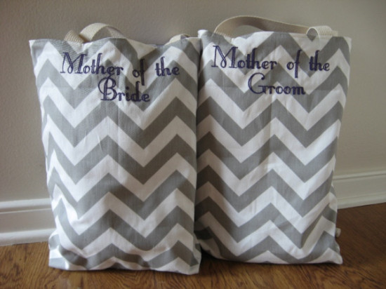 Mother of the Bride and Groom Chevron Tote Bags